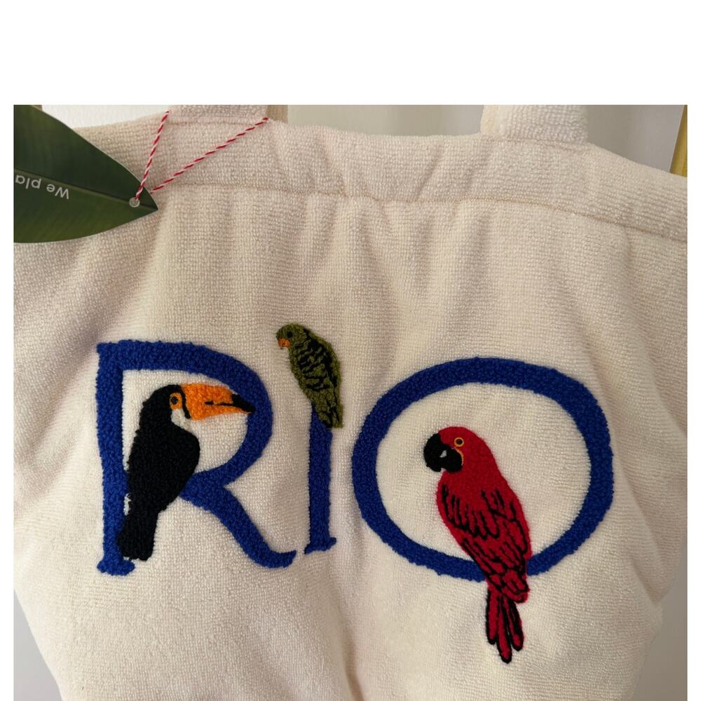 Farm Rio NEW Off-White Embroidered Rio Tote Bag - Picture 4 of 10